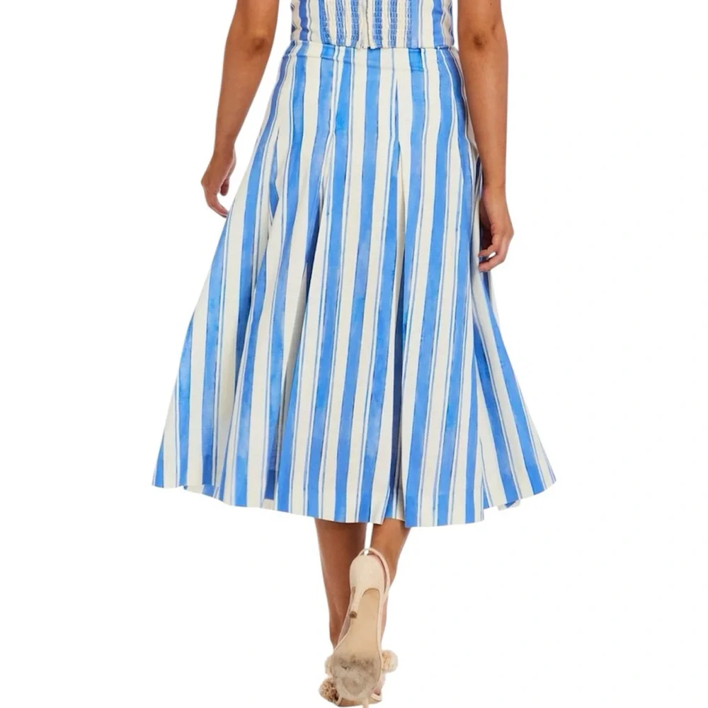 Mestiza New York Seville Midi Skirt Sz 12 Santorini Stripe Linen Blend NWT - Picture 3 of 12